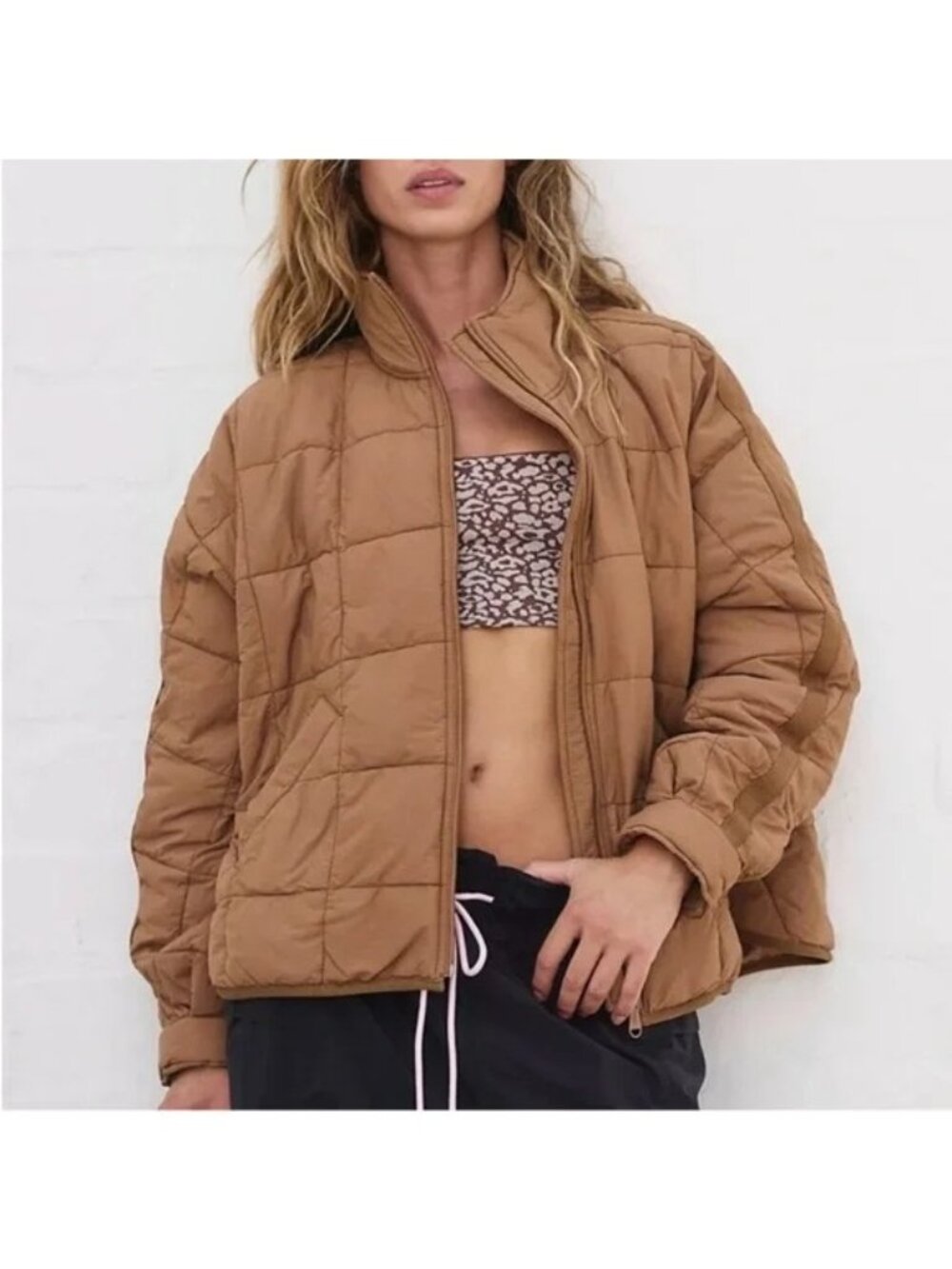 Free People Pippa Packable Puffer Coat Twig Brown Athleisure Gorpcore Womens S